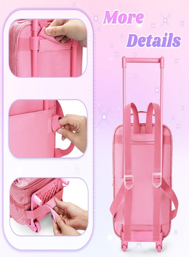 LoDrid Travel Backpack Compatible with Barbie Dolls 12-inch, Doll Carrying Case with Wheels, Suitcase Storage Organizer with Multiple Pockets for Doll Clothes and Accessories, Pink, Bag Only - Image 3